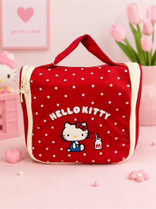 Hello Kitty Handbags - Hello Kitty Red Polka Dot Cosmetic Case with Cream Trim